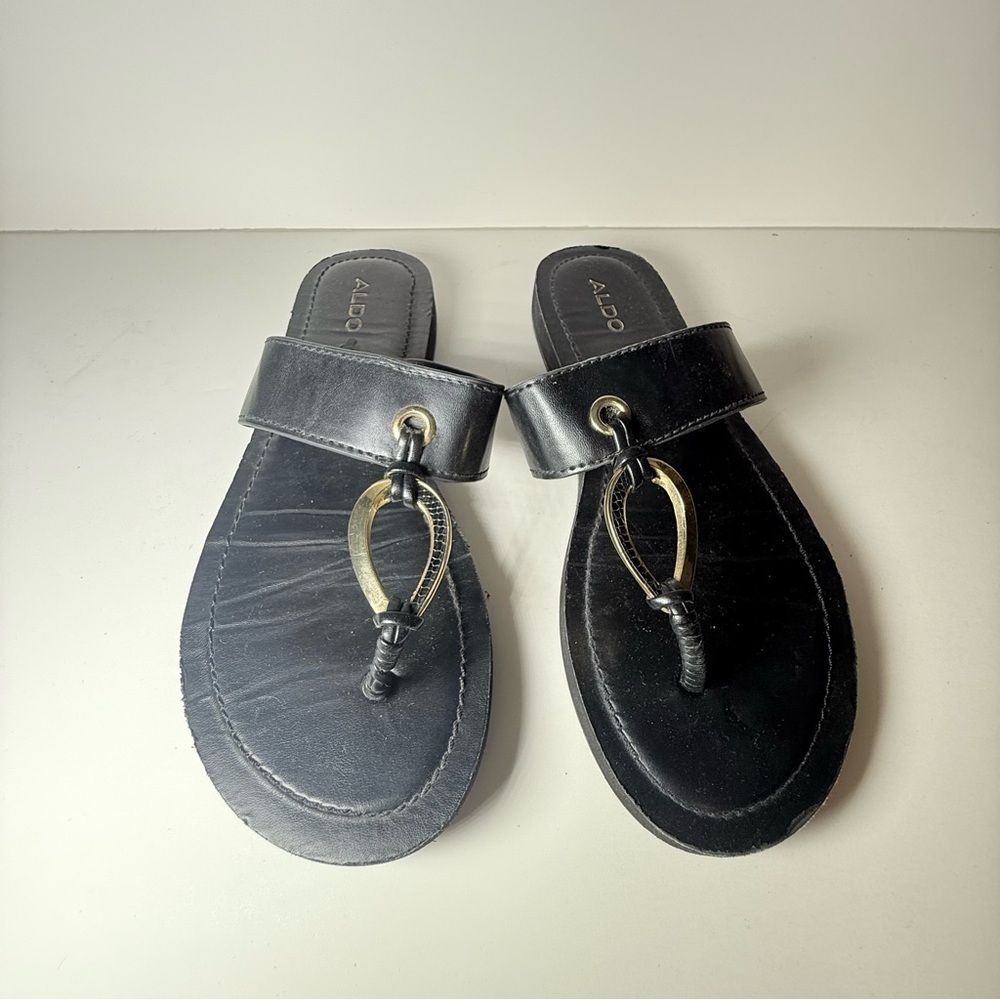 Aldo Black and Gold Sandals Elegant Design